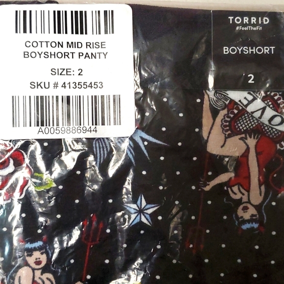 ♥️NWT VINTAGE TORRID BOYSHORT PANTY LOVERS TATTOO HEART PINUP PRINT SIZE 2X - Picture 10 of 10